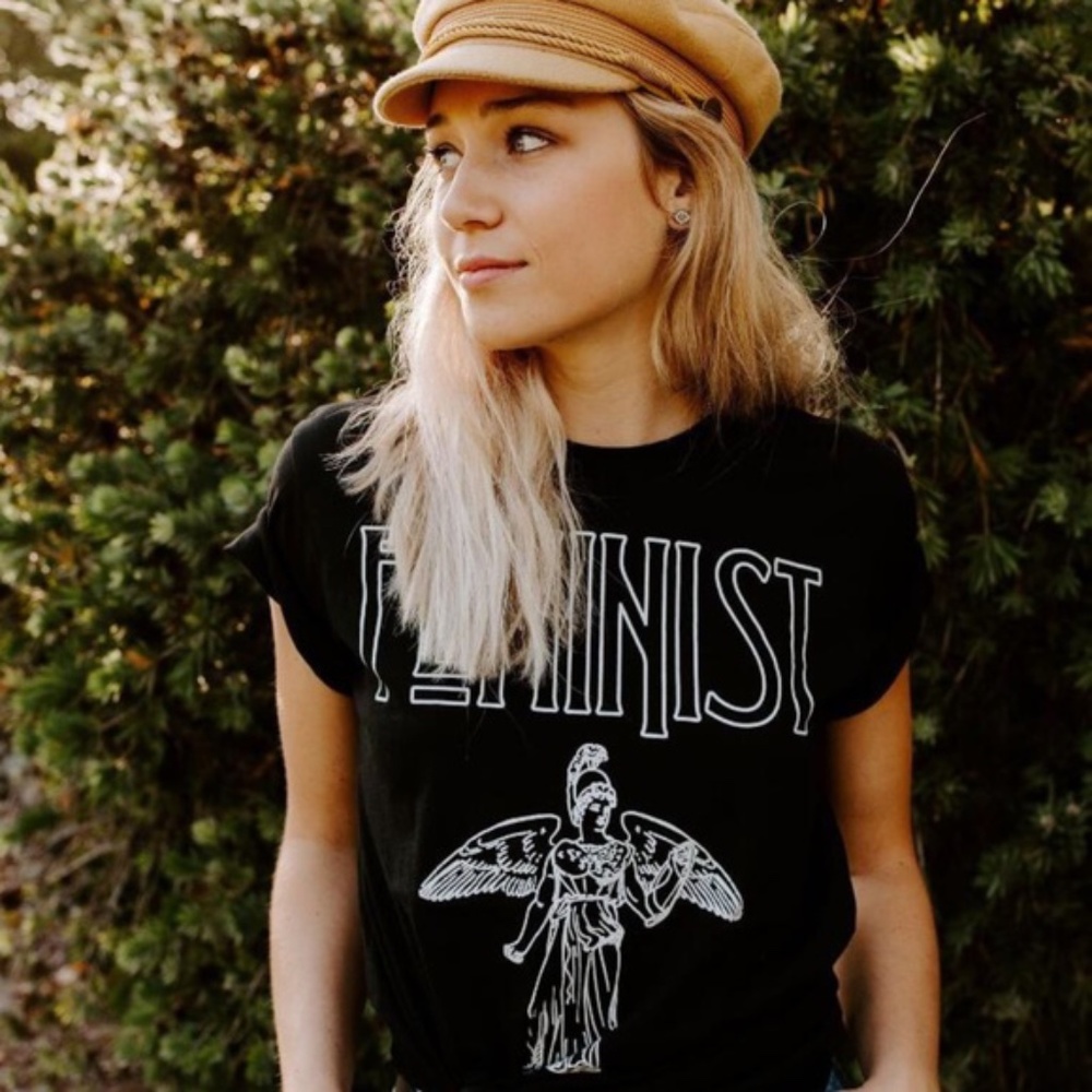 black feminist graphic short sleeve tee top - Picture 2 of 4